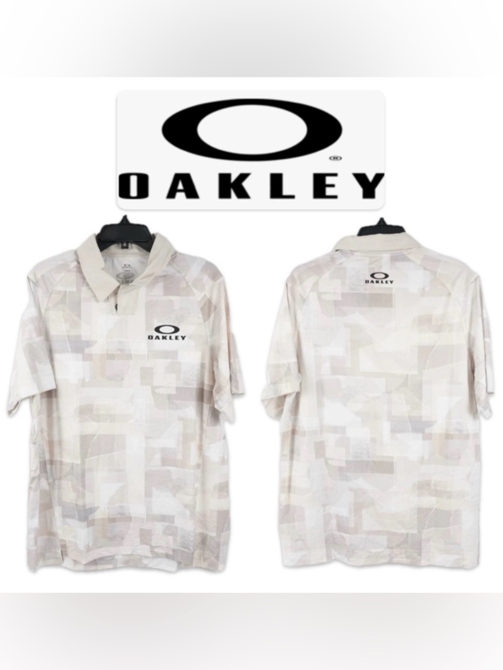 NWOT [Oakley] Hydrolix C1 Polo Short-Sleeve Shirt in Beige/White Men’s M